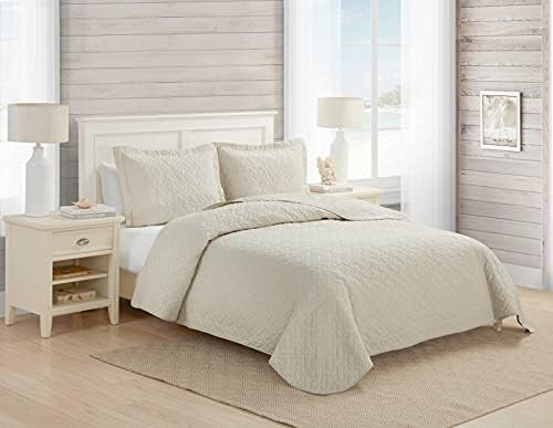 Tommy Bahama Chevron Dune Beige Quilt Set - King