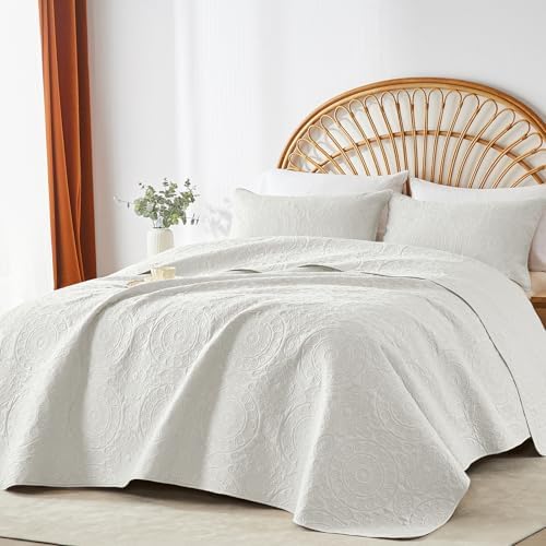 WURUIBO Cream White Quilt Set Queen Size 1