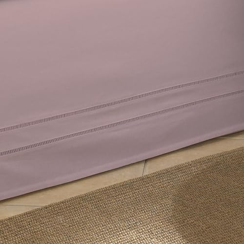 FRESH IDEAS Linenweave Hemstitch Bed Skirt Twin Blush 15 Drop