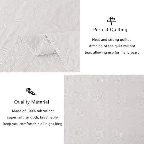 Yogeneg 3Piece Queen Quilt Set with Geometric Coin Pattern
