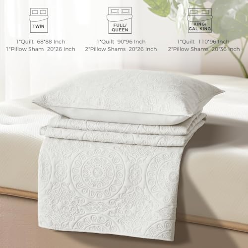 WURUIBO Cream White Quilt Set Queen Size 1