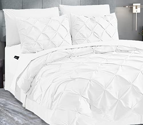 Valerian 8-Piece Pinch Pleated Comforter Set White