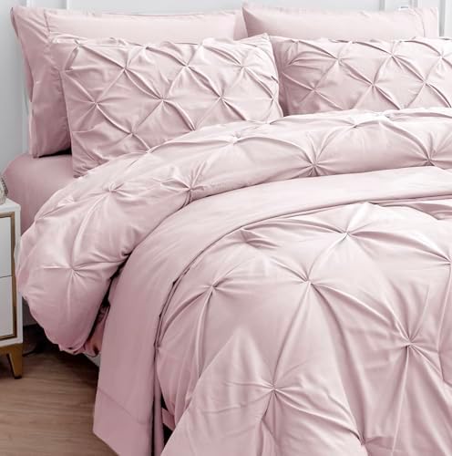 Lane Linen Cal King Comforter Set - 7 Piece Sepia Rose