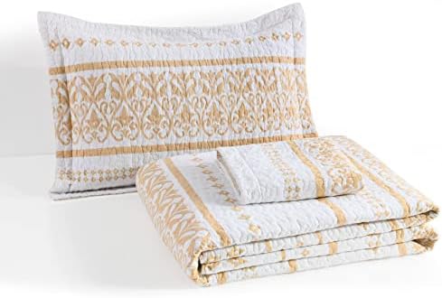 Qiqiong Bohemian Striped King Quilt 3 Pieces Set