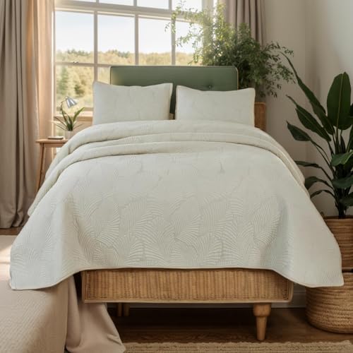 Brandream King Size Quilt Set Cotton Elegant Beige