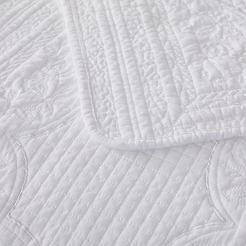 Brandream White Cotton Queen Quilt Set 3PCs