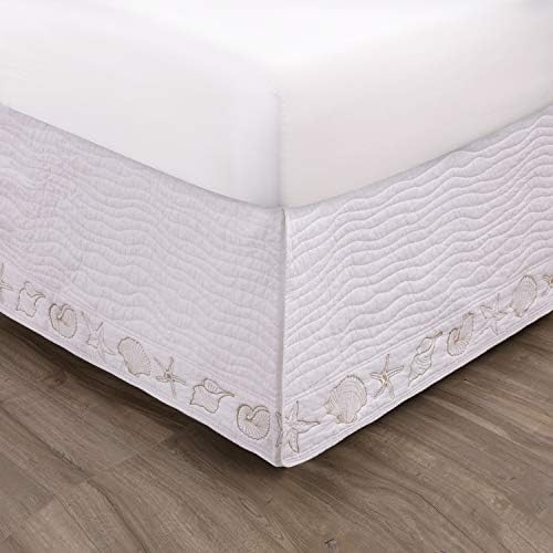 Greenland Home Coastal Seashell Embroidered Bed Skirt Full Size