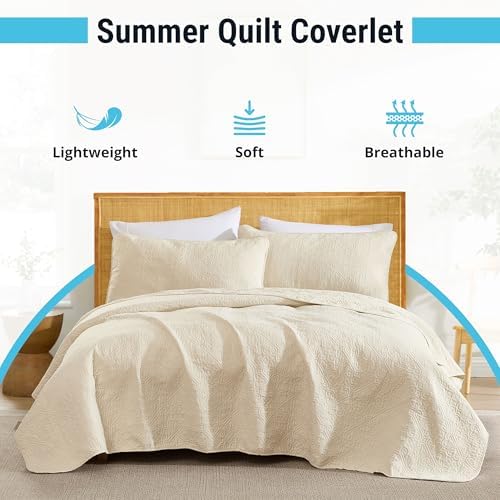HLCME Lorenzo 3-Piece King Quilt Set Beige