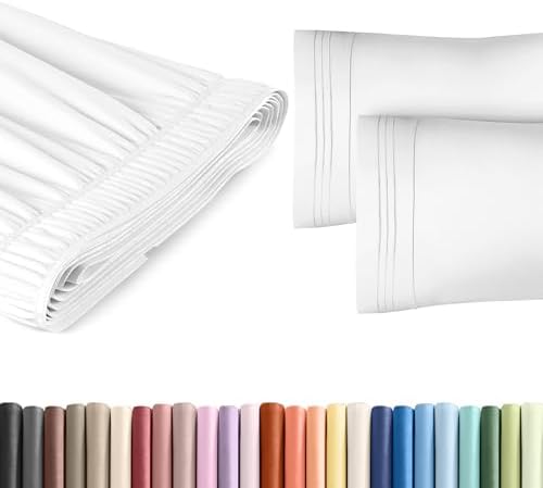 Wrap Around Dust Ruffle Bed Skirt 2 Pillowcases - Queen Size White