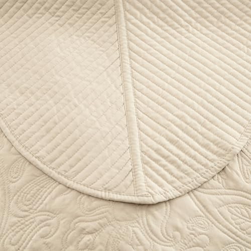 HoneiLife Oversized King Quilt Set - 120x120 Cal King 4-Piece Khaki