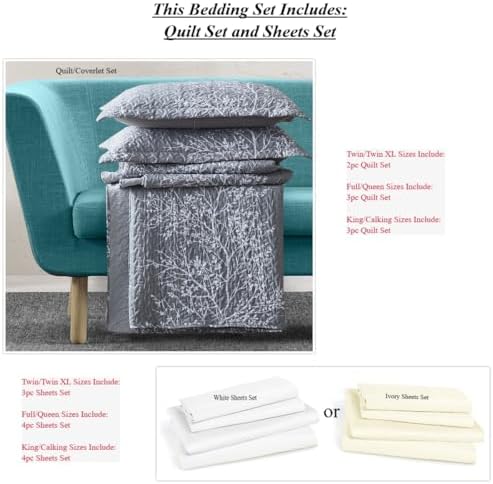 Royal Tradition 7PC Bedspread Set - California King - Odette Grey