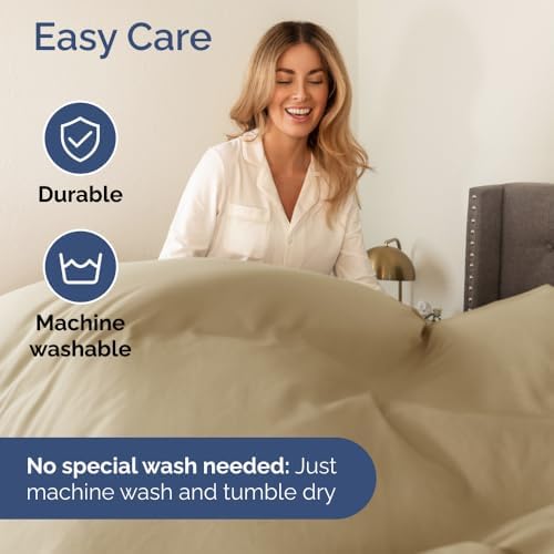 Wrap Around Dust Ruffle Bed Skirt 2 Pillowcases Bundle - Beige