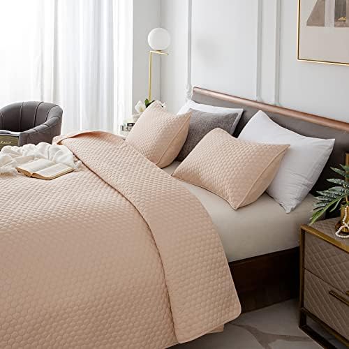 HENGWEI Queen Quilt Set with Champagne Gold Design