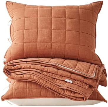 Cotton Quilt Bed Spreads 3-Piece Set Queen Burnt Orange