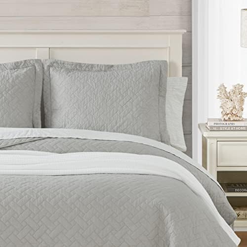 Tommy Bahama Chevron Quilt Set Twin Pelican Gray