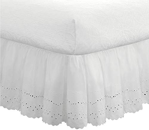 FRESH IDEAS Ruffled Eyelet Bed Skirt 18 Drop Twin White