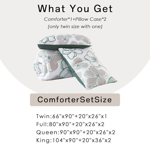 3 Piece King Size Comforter Set with Leaf Print