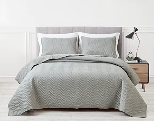 Chezmoi Weaver 3-Piece King Quilt Set in Gray