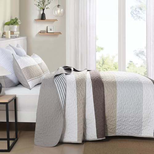 Dinjoy Grey King Size Quilt Set with 3 Pieces