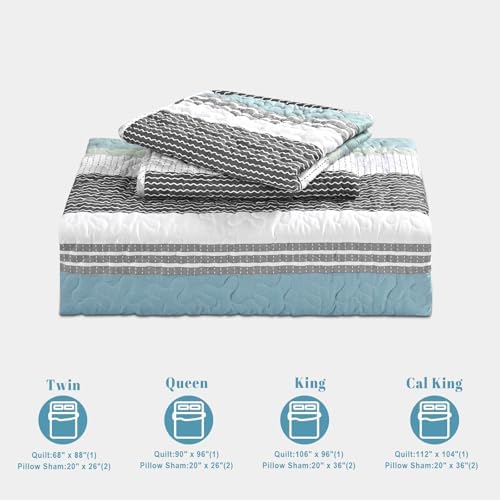 Siyaluens King Size Quilt Set - Sage Green 106x96