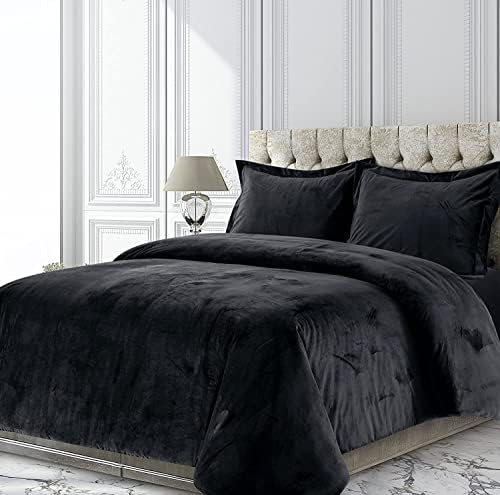 Dimpy Velvet Black Comforter Set Super King Size 5 Pieces