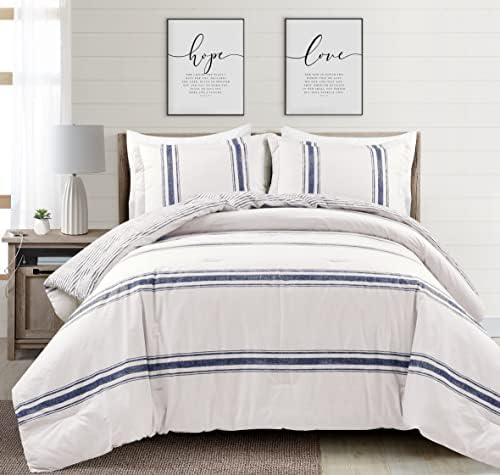 Lush Decor Farmhouse Stripe Reversible Comforter Set
