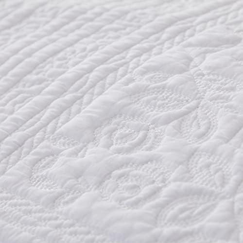 Brandream White Cotton Queen Quilt Set 3PCs