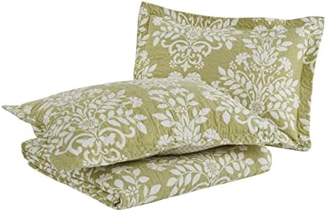 Laura Ashley Queen Quilt Set with Shams Reversible Cotton Bedding