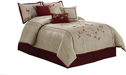 Chezmoi Miki 7-Piece Luxury Floral Comforter Set California King