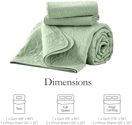 Akkialla Twin Quilt Bedding Set Light Green
