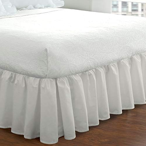 FRESH IDEAS Bedskirt with Ruffles White Twin 18 Drop Length