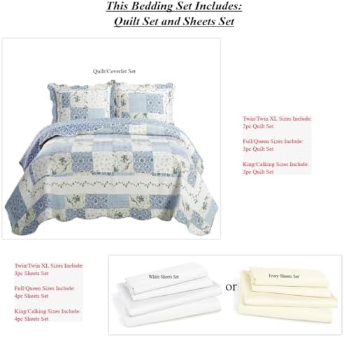 7-Pc California King Bedspread Set - Wrinkle-Free Microfiber
