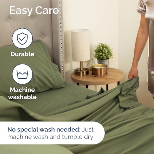 Wrap Around Dust Ruffle Bed Skirt 2 Pillowcases Bundle - Sage Green