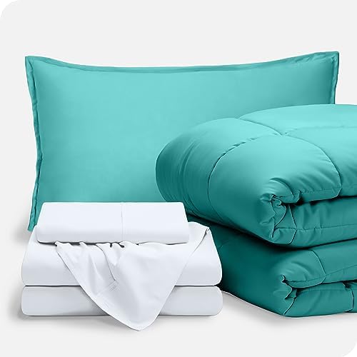 Upluxius Turquoise White 7 Piece Full XL Bed-in-A-Bag Set