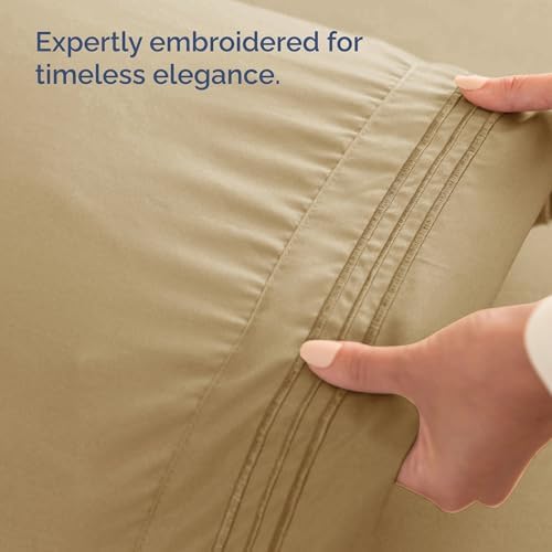 Wrap Around Dust Ruffle Bed Skirt 2 Pillowcases Bundle - Beige