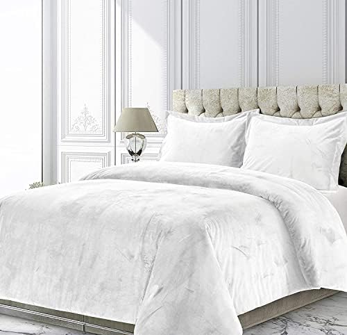 Velvet White Comforter Set Super King 3 Piece