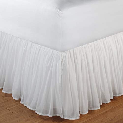 Greenland Home Fashions White Sheer Cotton Voile Bedskirt Twin 15 Inch