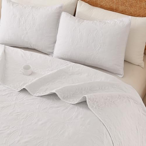 Yogeneg 3Piece Queen Quilt Set with Geometric Coin Pattern