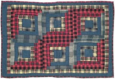Blue Red Elegance Twin Quilt Set 5 Pieces