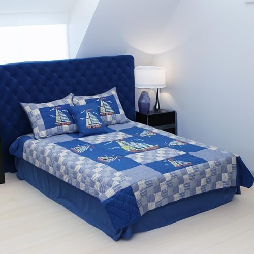 Patch Magic Blue Sail Super King Quilt Set 110x96