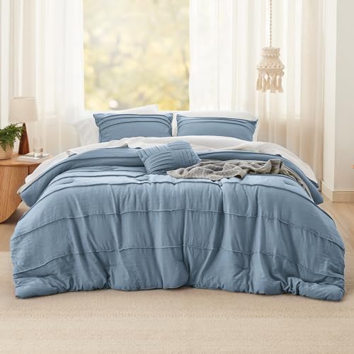 Bedsure King Comforter Set - 4 Piece Pinch Pleat Bedding