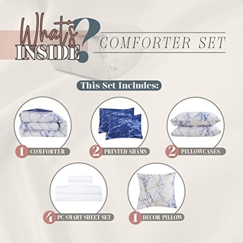 Elegant Comfort Reversible 10-Piece Comforter Set with Marble Print