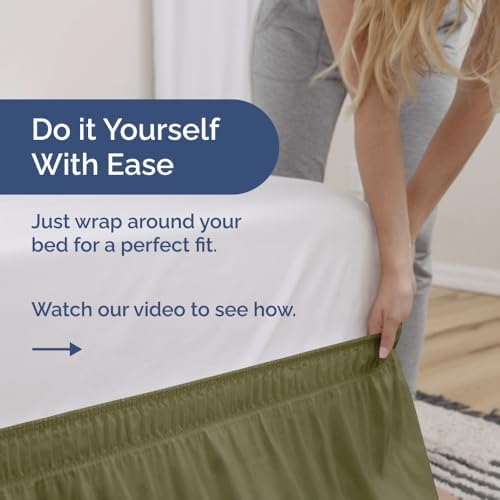 Wrap Around Dust Ruffle Bed Skirt 2 Pillowcases Bundle - Sage Green