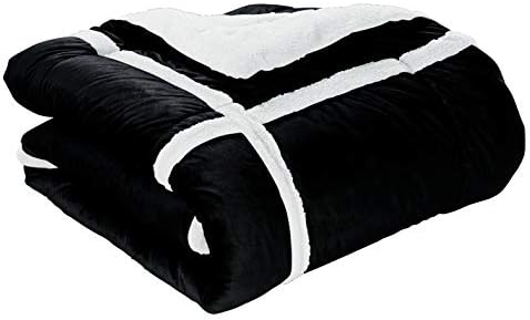 Elegant Comfort Reversible Sherpa Comforter Set KingCalifornia King Black