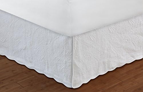 Greenland Home Paisley Quilted Bed Skirt Full White