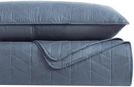 Palassio Blue Cotton Quilt Set King Size with Pillow Shams