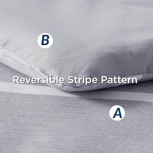 Bedsure California King Comforter Set 7 Piece Grey Striped