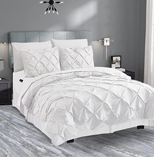 Valerian 8-Piece Pinch Pleated Comforter Set White