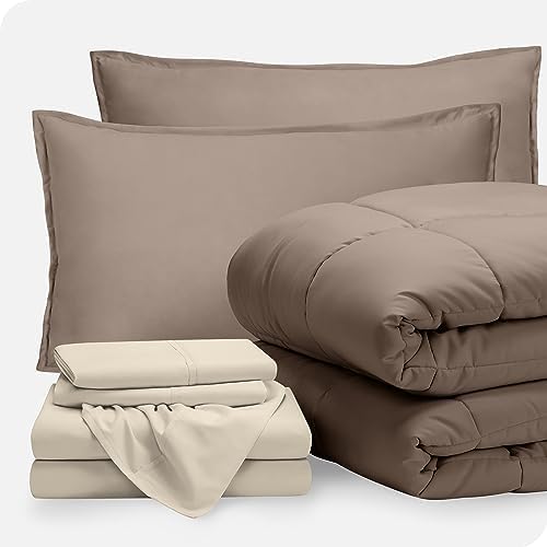 Upluxius Taupe Sand Comforter Set 7 Piece Full XL