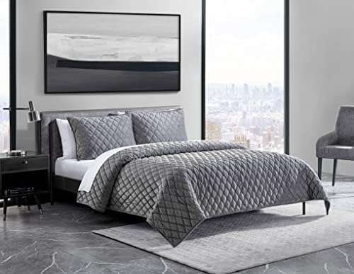 Vera Wang Queen Quilt Set Charcoal Grey